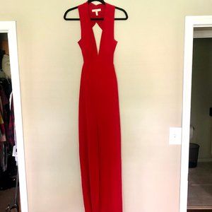 Aidan by Aidan Mattox Red V-Neck Gown